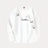Crane vintage embroidered sweatshirt, white cotton, O-neck, full sleeves, spring autumn wear